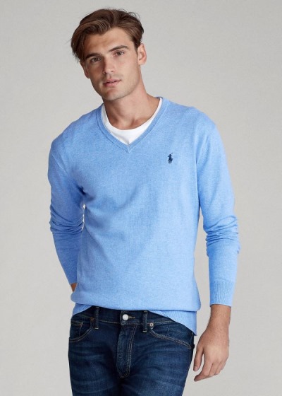 Men's Polo Ralph Lauren Slim Fit Cotton V-Neck Sweater | 937054REQ